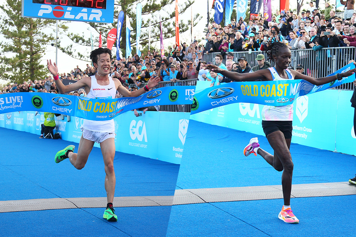 Japan’s Koyama sets course record while Adams runs fastest marathon by